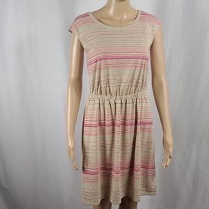 Sonoma | Beige with Pink/Purple Lines Dress